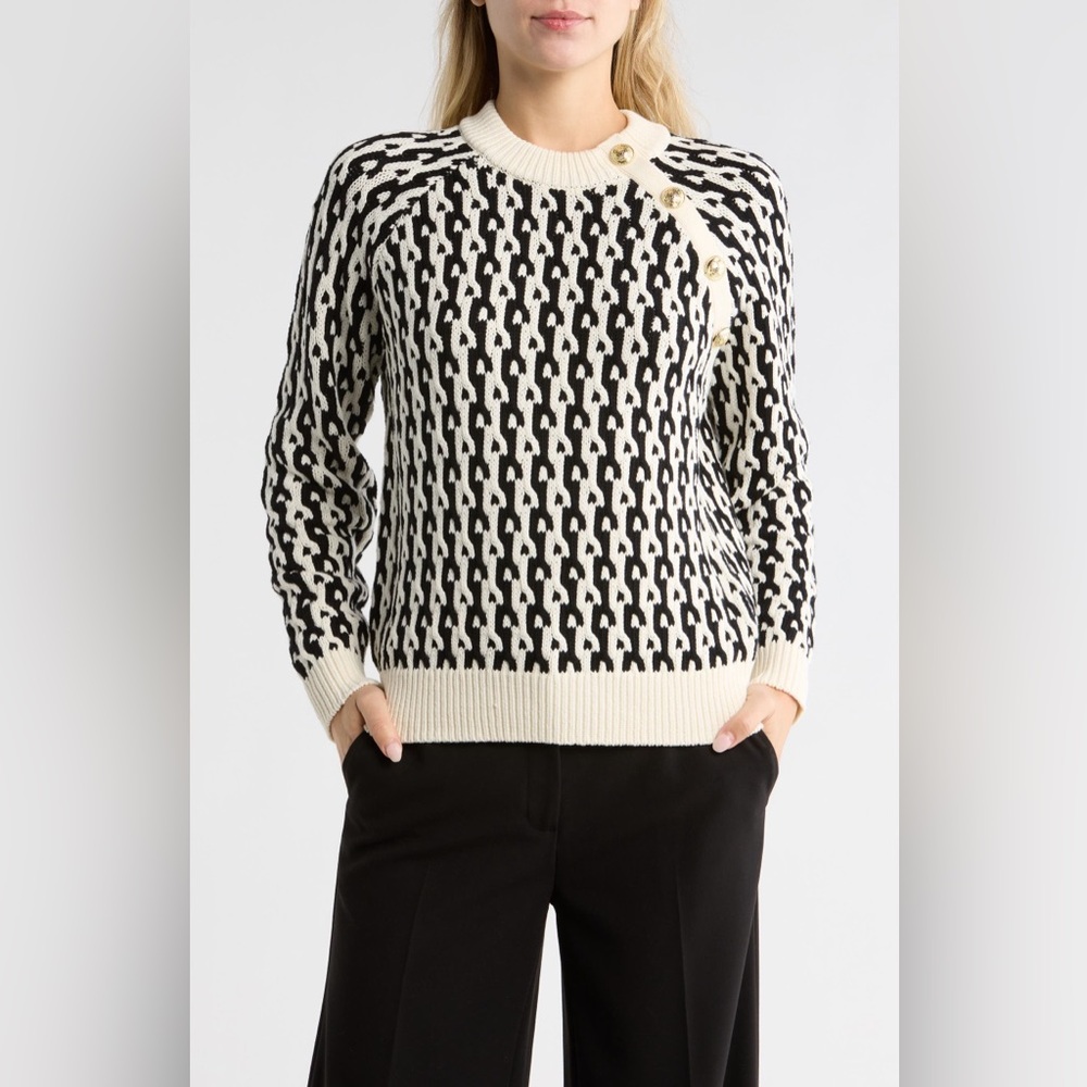 Derek Lam‎ Black Gold Cream Crewneck Sweater XS